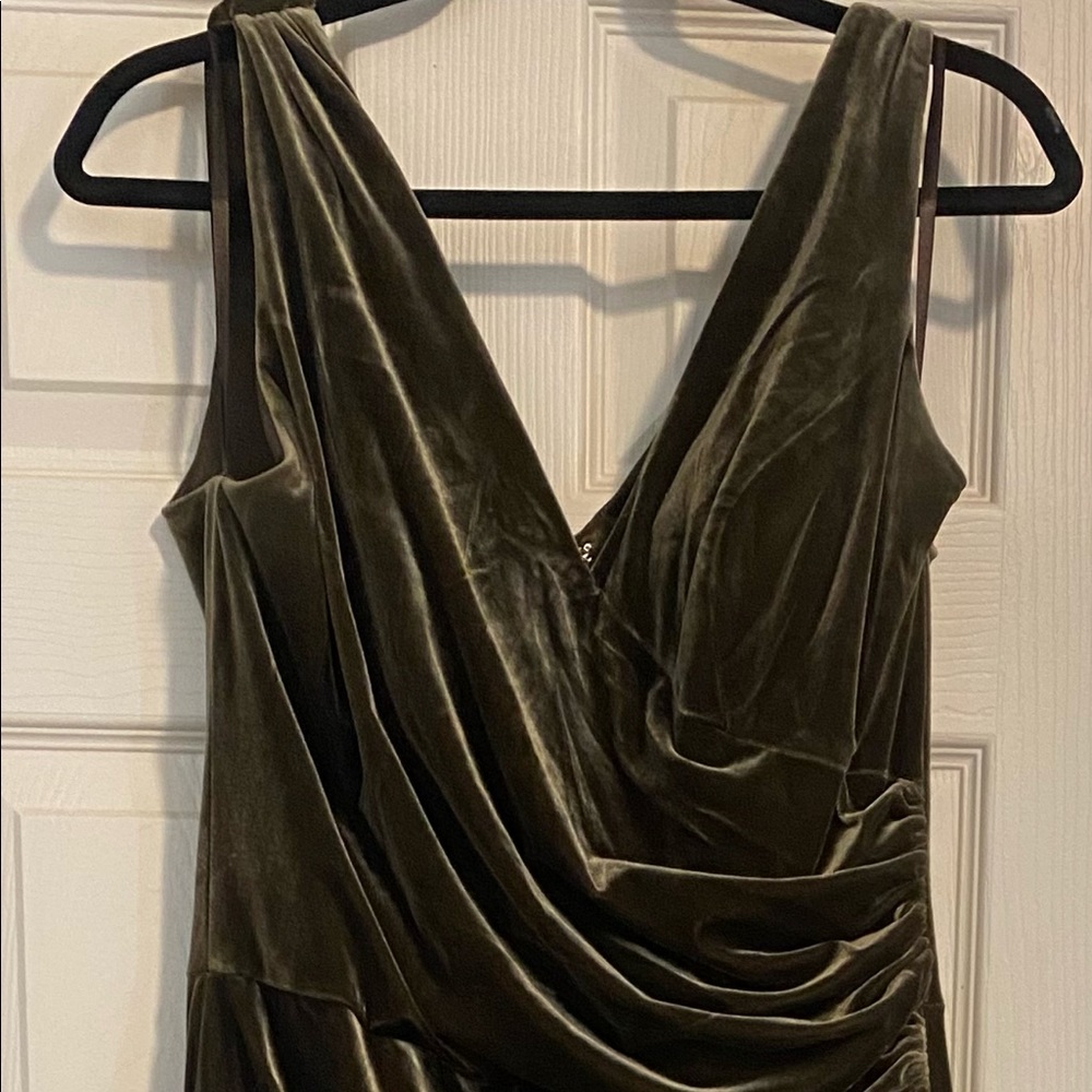 Dusty Olive Dawson Velvet Bridesmaid Dress